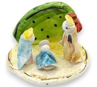 SICILIA BEDDA CAPACI Presepe Stilizzato Pala Ficodindia, Due Opzioni Misura (1Unità) Ceramica Caltagirone - h 6 x L 9 cm