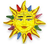 SICILIA BEDDA CAPACI Sole Fuoco in Ceramica Caltagirone, (1Unità) Varie opzioni Colore Raggi e 2 opzioni Misura - Multicolore, Ø 18 cm