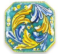 SICILIA BEDDA CAPACI Sottopentola in Ceramica Caltagirone - l 12 x 12 cm ca. (1Unità) con 3 opzioni Colore - Verde Rame