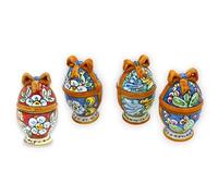 SICILIA BEDDA CAPACI Uovo Scrigno Porta gioie con Nastro in Ceramica Caltagirone, h 13 e Ø 7 cm ca. (1Unità) Decoro e Colore Casuale