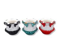 SICILIA BEDDA CAPACI Vaso Pigna in Ceramica di Caltagirone con Foglie di Acanto, Disponibile in Tre Colori - Ø 12 cm ca. (1Unità) MOD FL - Rosso