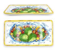 SICILIA BEDDA CAPACI Vassoio Rettangolare, Ceramica Caltagirone - L 40 x 20 cm ca. (1Unità) con Varie opzioni Decoro - Decoro 2