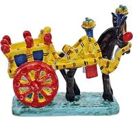 sicilia bedda - Carretto Siciliano Realizzato Interamente a Mano - Ceramica di Altissima qualità - Santo Stefano di Camastra - Elegante Complemento d'Arredo