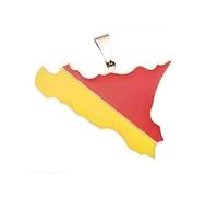 sicilia bedda - Ciondolo a Forma di Sicilia in Argento 925 - Charm Mappa Siciliana - 2.5 x 2 cm (BANDIERA ARGENTO)