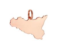 sicilia bedda - Ciondolo a Forma di Sicilia in Argento 925 - Charm Mappa Siciliana - 2.5 x 2 cm (MAPPA ROSE')