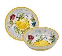 sicilia bedda - Ciotolina in Ceramica di Caltagirone Realizzate interamente a Mano - Prodotto Autentico - (Diametro 12 Centimetri, Limoni)