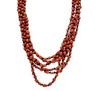 COLLANA A 6 FILI CORALLO ROSSO CRISTALLO NERO E ARGENTO