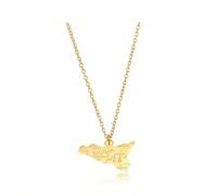 sicilia bedda - Collana con Ciondolo Sicilia in Acciaio Anallergico - Lunghezza Catena 45 cm - Ciondolo 1.5 x 1 cm (Oro)