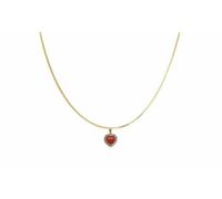 sicilia bedda - Collana in Corallo Rosso del Mediterraneo - Argento 925 Placcato in Oro 18 KT - Prodotto Realizzato a Mano (Cuore con Zirconi)