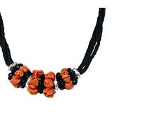 Sicilia Bedda - Collana in Corallo Rosso del Mediterraneo e Agata nera - Prodotto realizzato a Mano.