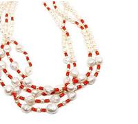 Sicilia Bedda - Collana in Corallo Rosso del Mediterraneo e Perle - Argento 925 - Prodotto realizzato a Mano