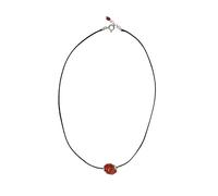 sicilia bedda - Collana Unisex con Corallo Rosso del Mediterraneo e Argento 925 - Filo Caucciù Cerato - Gioiello Artigianale (Caucciù Nero, 40 Centimetri)