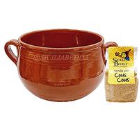 Sicilia Bedda - Couscoussiera in Terracotta Trapanese - Prodotto 100% Artigianale Come da Tradizione - con Semola per Couscous (Diametro 16 Cm. Circa)