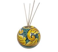 sicilia bedda - Diffusore per Ambienti Profumatore con Bastoncini in Ceramica di Caltagirone - Sfera Moderna Diametro 8 CM (Maioliche Verdi)