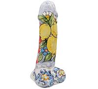 sicilia bedda - FALLO IN CERAMICA SICILIANA - Dipinto a Mano - Soprammobile Moderno e Divertente (Altezza 18 Centimetri, Decoro Limoni)