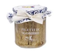 Sicilia Bedda - FILETTI DI SGOMBRO IN OLIO D'OLIVA GR. 200 - in Elegante Vasetto Vetro - Ideale per Dieta Mediterranea