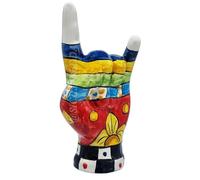sicilia bedda - Mano Corna in Ceramica di Caltagirone - Altezza 18 Centimetri - Vari Decori (Decoro Carretto Siciliano)