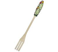 Sicilia Bedda - Mestolo da Cucina in Legno e Ceramica - Prodotto Artigianale Decorato a Mano (Ficodindia, Forchetta)