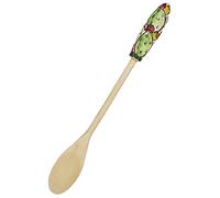 Sicilia Bedda - Mestolo da Cucina in Legno e Ceramica - Prodotto Artigianale Decorato a Mano (Ficodindia, Cucchiaio)
