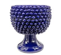 sicilia bedda - Mezza Pigna Siciliana in Ceramica di CALTAGIRONE - Realizzata Interamente a Mano - Vaso Porta Fiori - Ogni Realizzazione è Unica per Voi (Diametro 35, Blu)