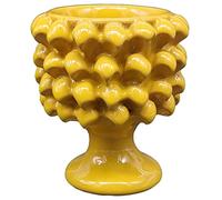 sicilia bedda - Mezza Pigna Siciliana in Ceramica di CALTAGIRONE - Realizzata Interamente a Mano - Vaso Porta Fiori - Ogni Realizzazione è Unica per Voi (Diametro 10, Giallo)