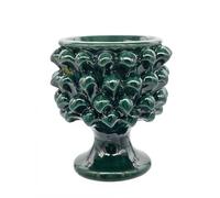 sicilia bedda - Mezza Pigna Siciliana in Ceramica di CALTAGIRONE - Realizzata Interamente a Mano - Vaso Porta Fiori - Ogni Realizzazione è Unica per Voi (Diametro 10, Verde)