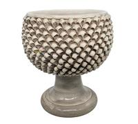 sicilia bedda - Mezza Pigna Siciliana in Ceramica di CALTAGIRONE - Realizzata Interamente a Mano - Vaso Porta Fiori - Ogni Realizzazione è Unica per Voi (Diametro 35, Bianco Antico)