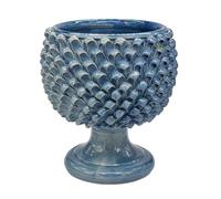 sicilia bedda - Mezza Pigna Siciliana in Ceramica di CALTAGIRONE - Realizzata Interamente a Mano - Vaso Porta Fiori - Ogni Realizzazione è Unica per Voi (Diametro 25, Blu Ceruleo)