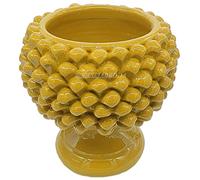 sicilia bedda - Mezza Pigna Siciliana in Ceramica di CALTAGIRONE - Realizzata Interamente a Mano - Vaso Porta Fiori - Ogni Realizzazione è Unica per Voi (Diametro 20, Giallo)