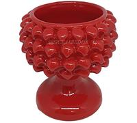 sicilia bedda - Mezza Pigna Siciliana in Ceramica di CALTAGIRONE - Realizzata Interamente a Mano - Vaso Porta Fiori - Ogni Realizzazione è Unica per Voi (Diametro 15, Rosso)