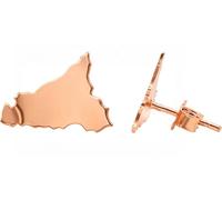 Sicilia Bedda - Orecchini a Forma di Sicilia in Argento 925- Disponibili in Rosato e Dorato - 1,5 cm x 1 cm (ROSATO)