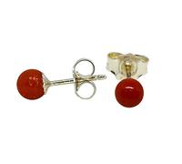 ORECCHINI PERLE DI CORALLO ROSSO E ARGENTO 2,5MM