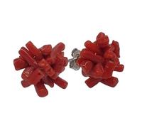 Sicilia Bedda - Orecchini in Corallo Rosso del Mediterraneo - Argento 925 - Gioielli Artigianali - Elegante Prezioso (Corallo Grezzo)