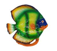 sicilia bedda - PESCI IN CERAMICA SICILIANA da Parete - Prodotti Artigianali realizzati a Mano (26x25, Pesce Tropicale Giallo e Verde)