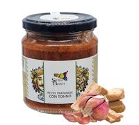 Sicilia Bedda - PESTO TRAPANESE CON TONNO GR. 280 - In Elegante Vaso in Vetro - Prodotto Realizzato a Trapani