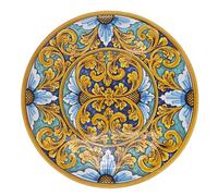 sicilia bedda - PIATTO CERAMICA SICILIANA - Piatto da Portata o da Parete - Prodotto Pregiato Realizzato e Dipinto a Mano (MAIOLICHE FIORE VERDE E BLU, DIAMETRO 45)