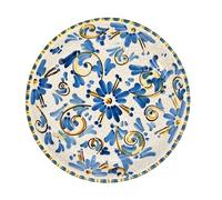 sicilia bedda - Piatto in Ceramica di Caltagirone VERUS - Modello Crackle - Realizzato e dipinto a Mano (Decoro Giallo, Diametro 25 Centimetri)