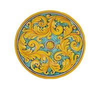 sicilia bedda - PIATTO IN CERAMICA SICILIANA con Decorazioni Maioliche - Articolo di Classe Dipinto a Mano (Maioliche su Sfondo Verde, Diametro 20 CM)