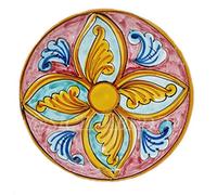 sicilia bedda - PIATTO IN CERAMICA SICILIANA con Decorazioni Maioliche - Articolo di Classe Dipinto a Mano (Maioliche Bordeaux, Diametro 12 CM)
