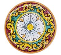 sicilia bedda - PIATTO IN CERAMICA SICILIANA con Decorazioni Maioliche - Articolo di Classe Dipinto a Mano (Fiore Barocco, Diametro 30 CM)