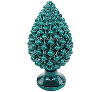 Sicilia Bedda - Pigna in Ceramica Siciliana - Prodotto realizzato interamente a Mano - Pigna decorativa (Verde Acqua, 40_x_20Cm)