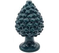 sicilia bedda - Pigna in Ceramica Siciliana - Prodotto Realizzato Interamente a Mano - Pigna Decorativa (Verde Scuro, 22_x_14Cm)