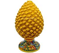 sicilia bedda - Pigna Siciliana Ceramica di Caltagirone - Altezza 45 Centimetri (Piede Decorato Giallo)