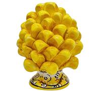 sicilia bedda - Pigna Siciliana con Piede Decorato - Modello Maioliche - Ceramica di Caltagirone (Altezza 12 x 8, Giallo)