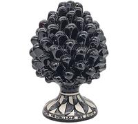 Sicilia Bedda - Pigna Siciliana con Piede Decorato - Modello Maioliche - Ceramica di Caltagirone (Altezza 17 x 10, Nero)