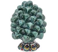 sicilia bedda - Pigna Siciliana con Piede Decorato - Modello Maioliche - Ceramica di Caltagirone (Altezza 12 x 8, Verde)