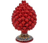 sicilia bedda - Pigna Siciliana con Piede Decorato - Modello Maioliche - Ceramica di Caltagirone (Altezza 25 x 15, Rosso)