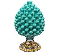 Sicilia Bedda - Pigna Siciliana con Piede Decorato - Modello Maioliche - Ceramica di Caltagirone (Altezza 25 x 15, Verde)