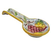 Sicilia Bedda - Poggiamestolo in Ceramica di Caltagirone - Varie Fantasie - Prodotto Autentico Dipinto a Mano (Ramo Uva)