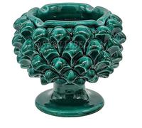 Sicilia Bedda - POSACENERE IN CERAMICA di Caltagirone - Vari Modelli e Dimensioni - Prodotto 100% Artigianale (Mezza Pigna Verde)